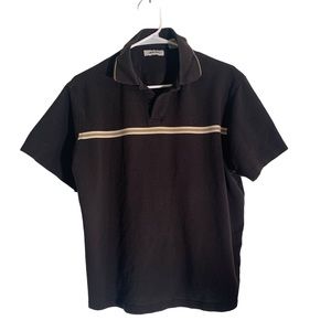 Pierre Cardin large men’s polo size black shirt short sleeve with stripe cotton